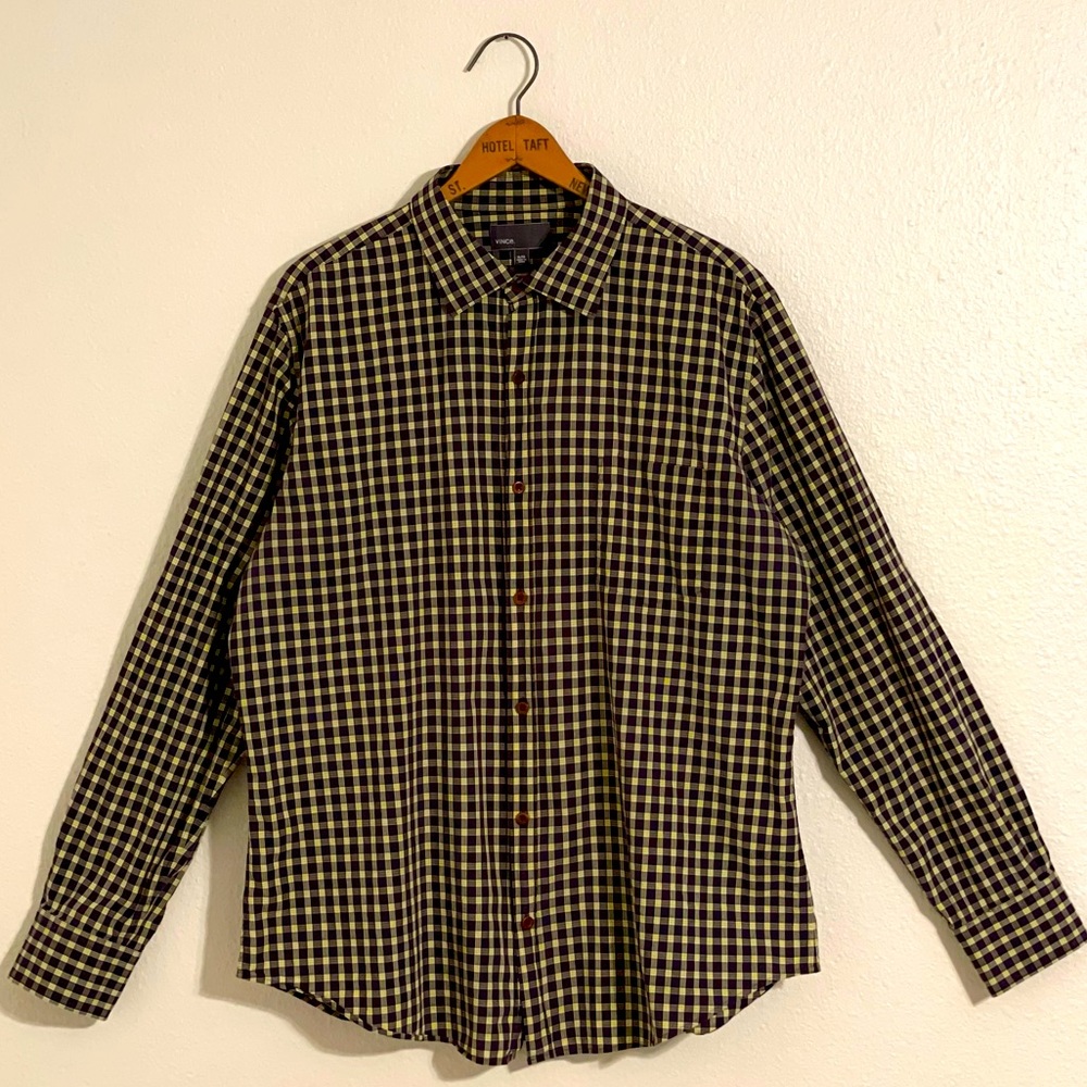 Vince - Long Sleeve Button Up - Gingham Plaid - 100% Cotton - Size XL